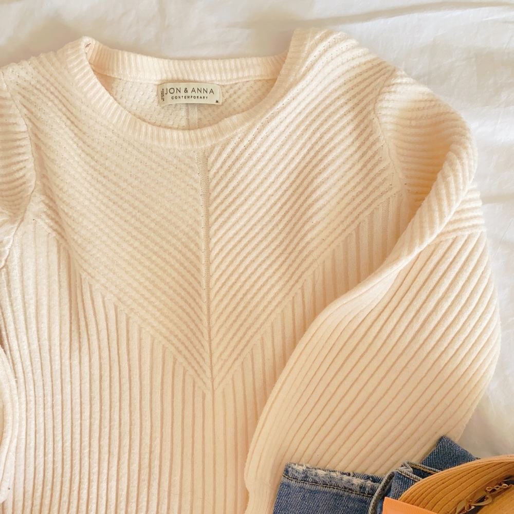 Jon & Anna cream ribbed sweater - Picture 3 of 9